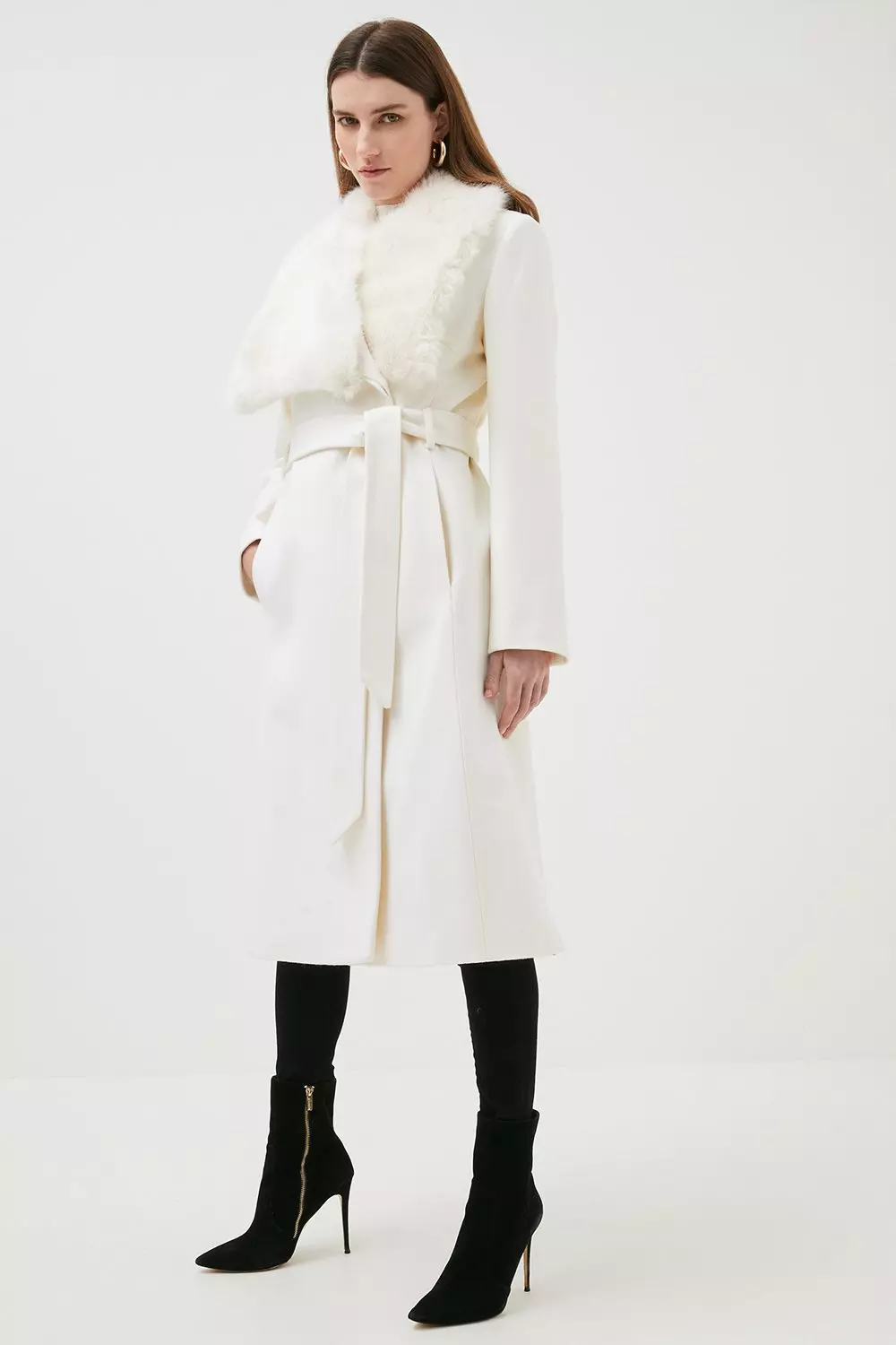 Karen millen white on sale faux fur coat