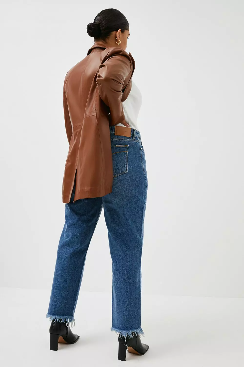 Plus Size Ripped High Waisted Straight Leg Jeans