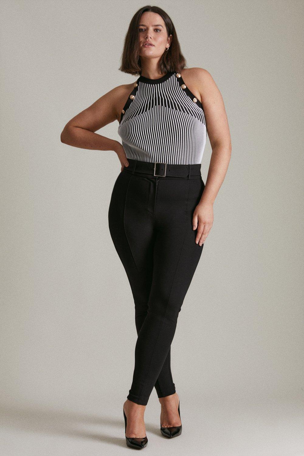 plus size skinny black trousers