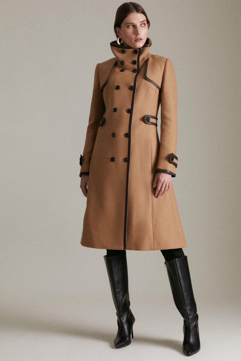 Italian Wool Funnel Neck Coat Karen Millen