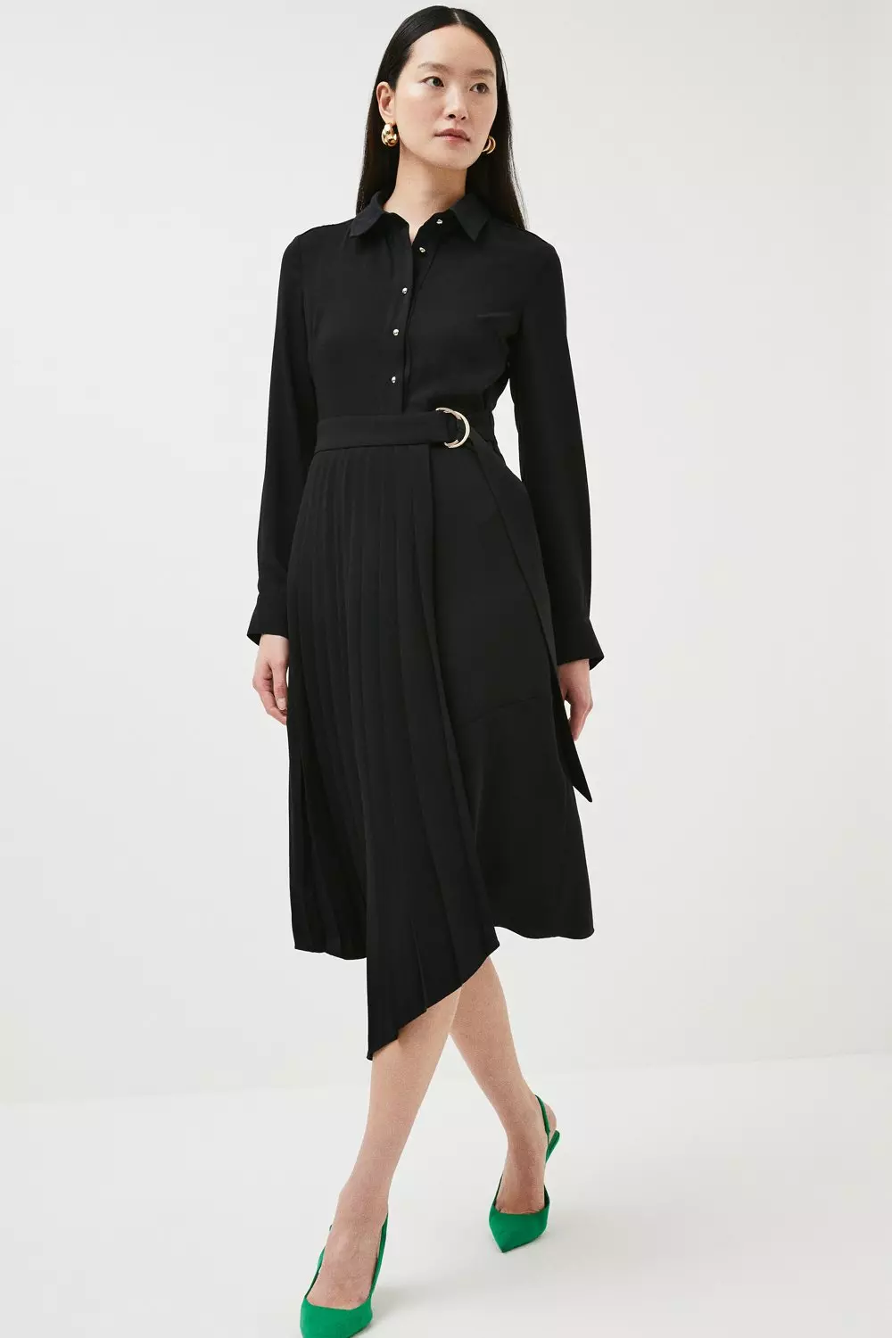 Midi long store sleeve shirt dress