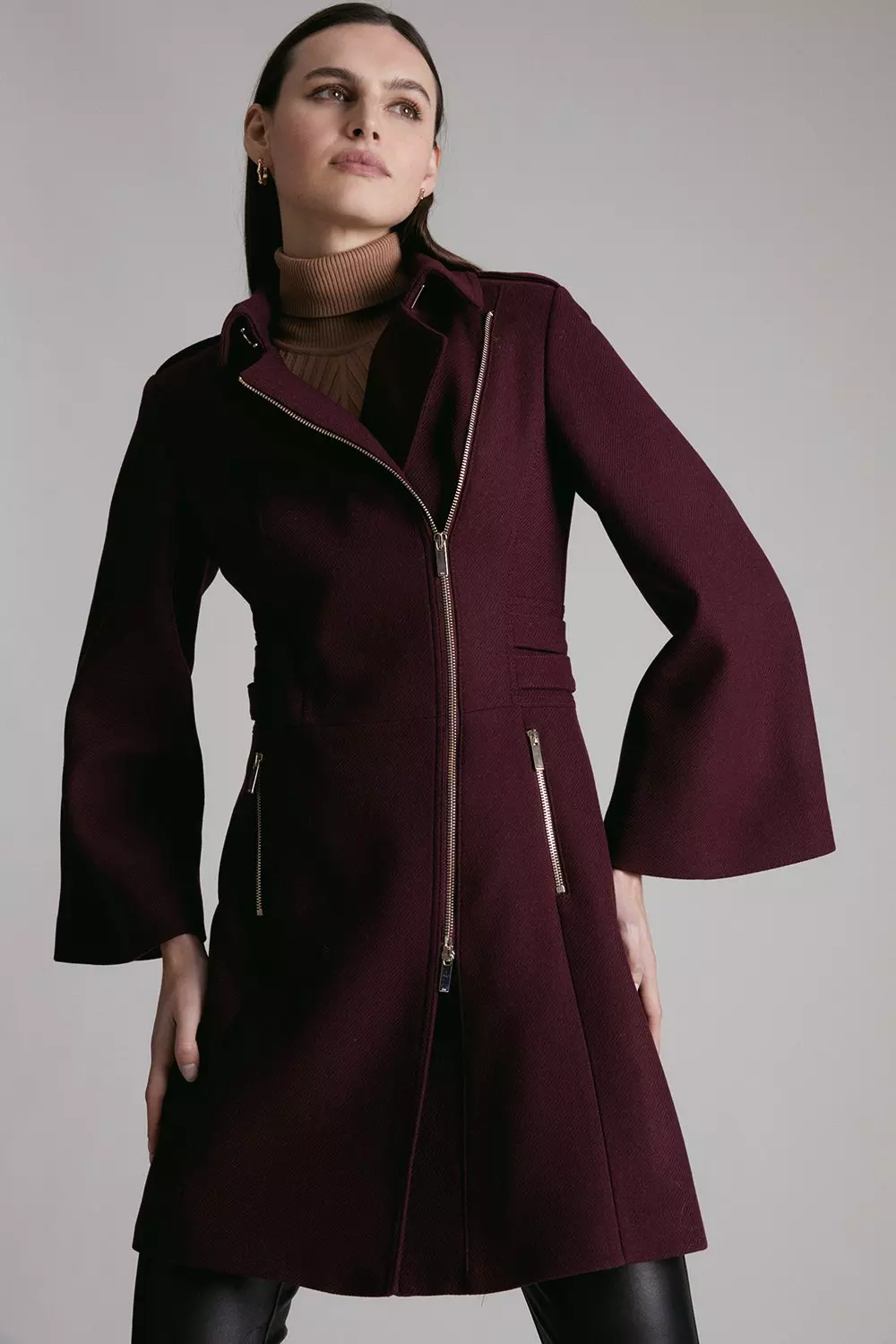 Flared wool outlet coat