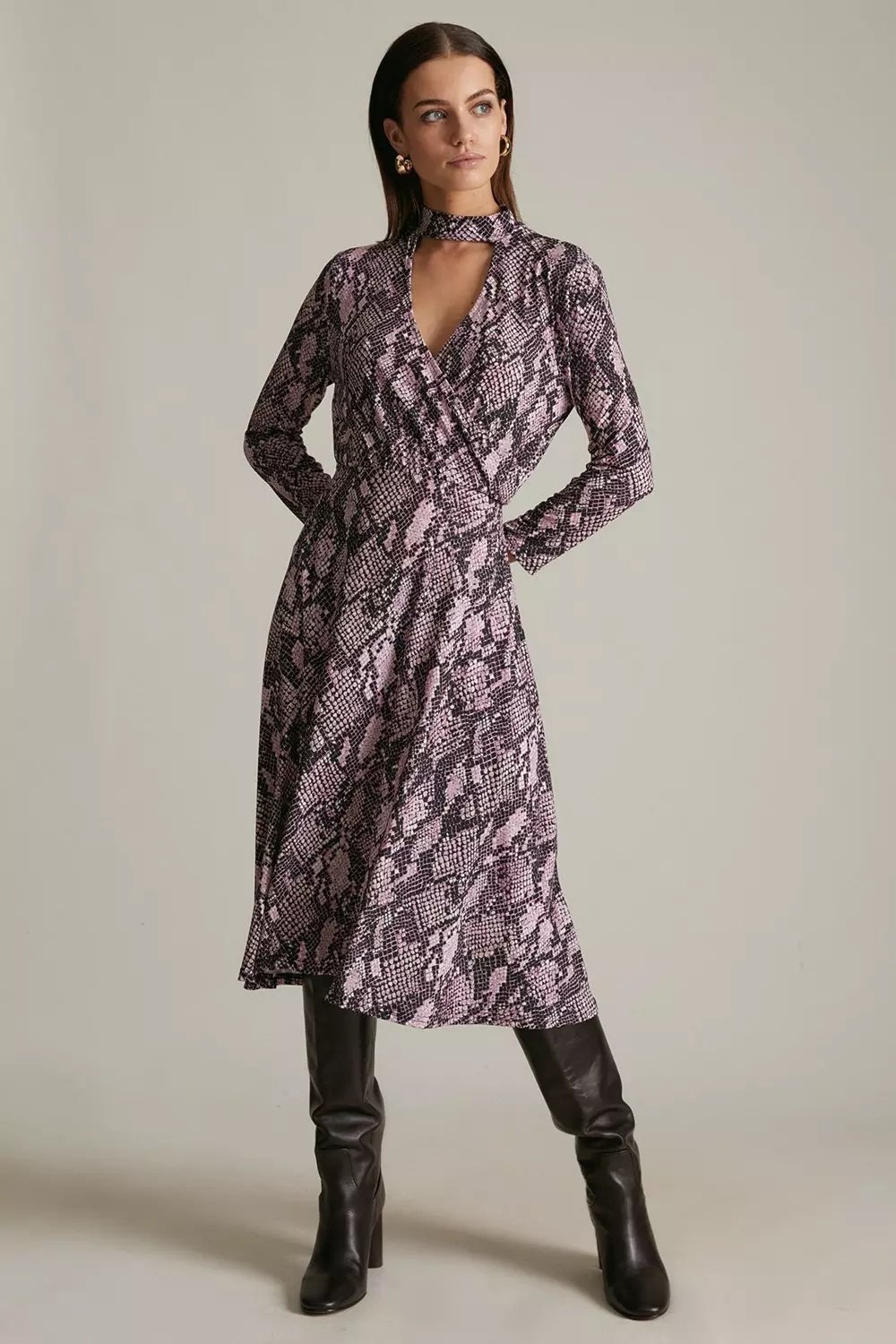 Karen millen snake shop print wrap dress