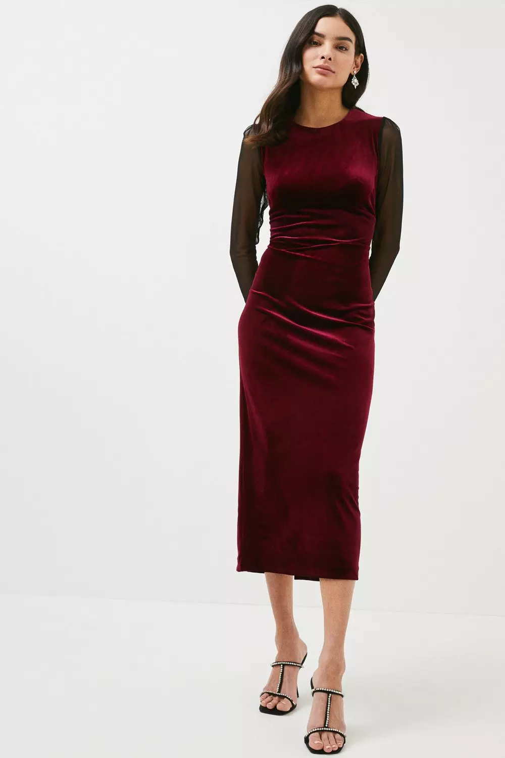 Petite red 2025 velvet dress