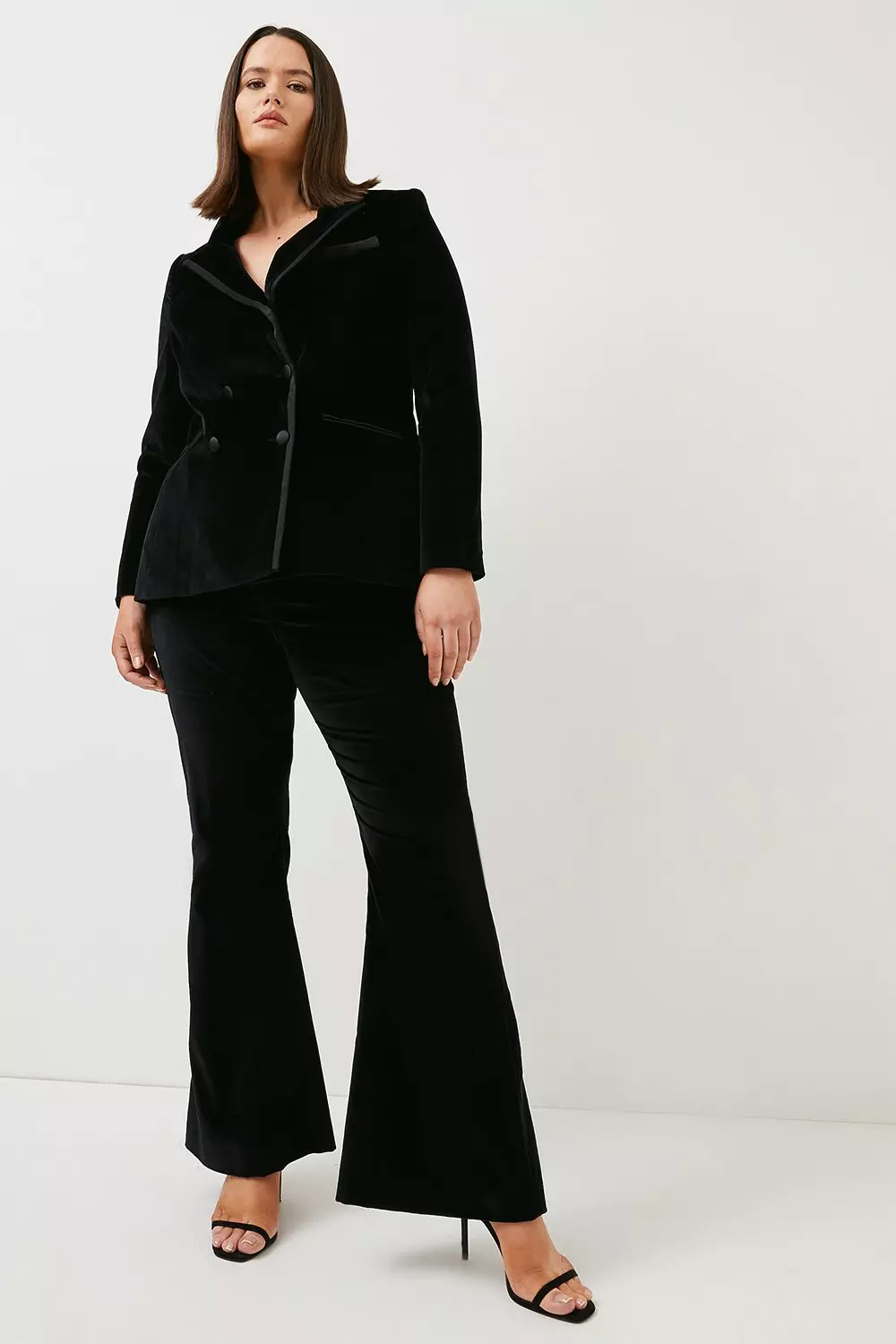 Plus Size Italian Stretch Velvet Blazer Jacket | Karen Millen