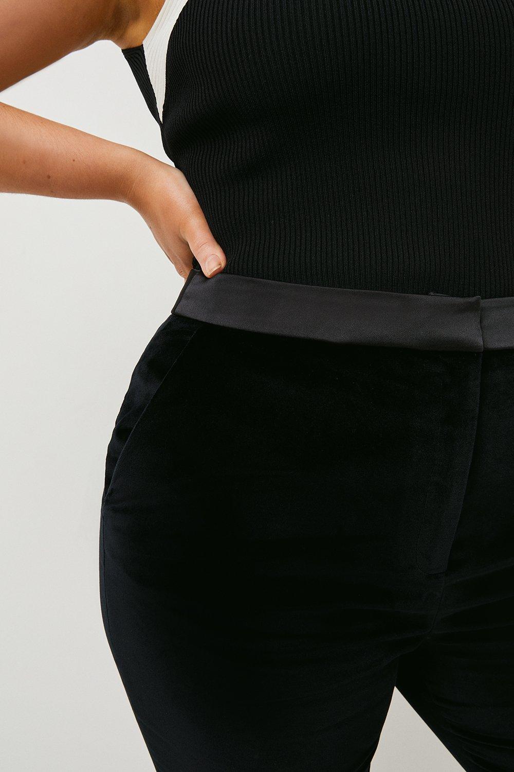 plus size black velvet pants