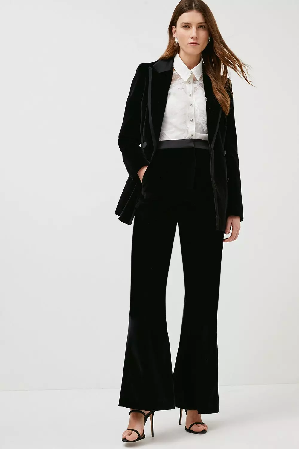 Italian Stretch Velvet Flare Trousers