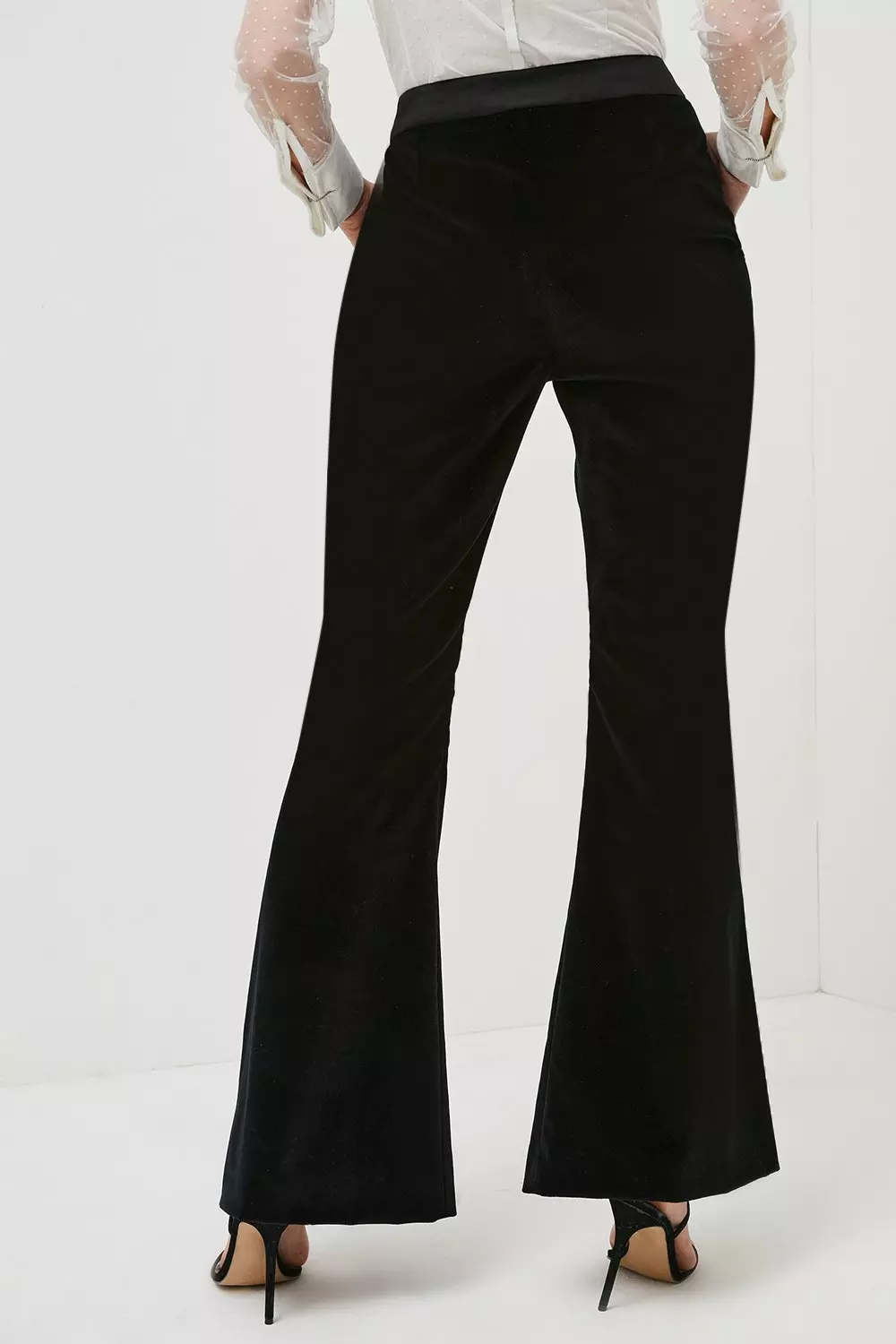ASYOU velvet flare pants in black