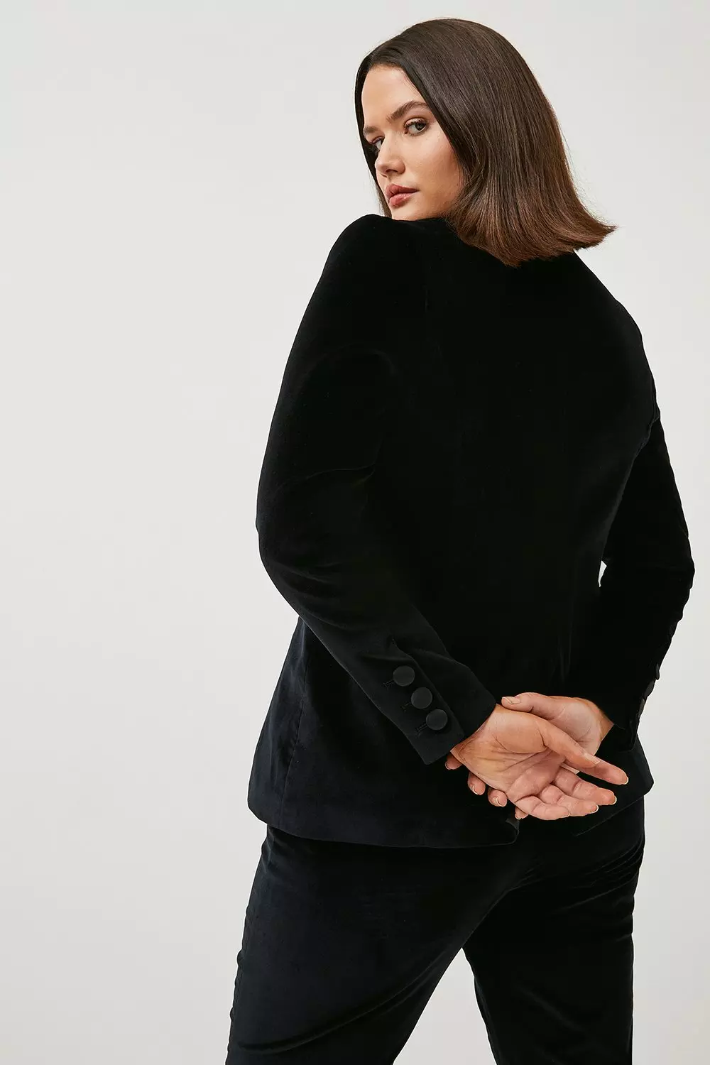 Plus Size Italian Stretch Velvet Blazer Jacket | Karen Millen
