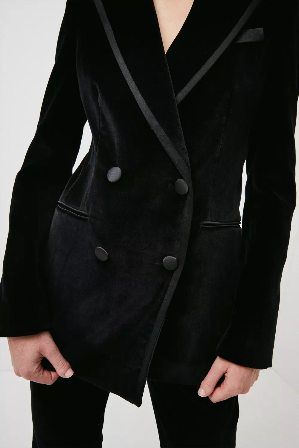 Italian Stretch Velvet Blazer Jacket | Karen Millen