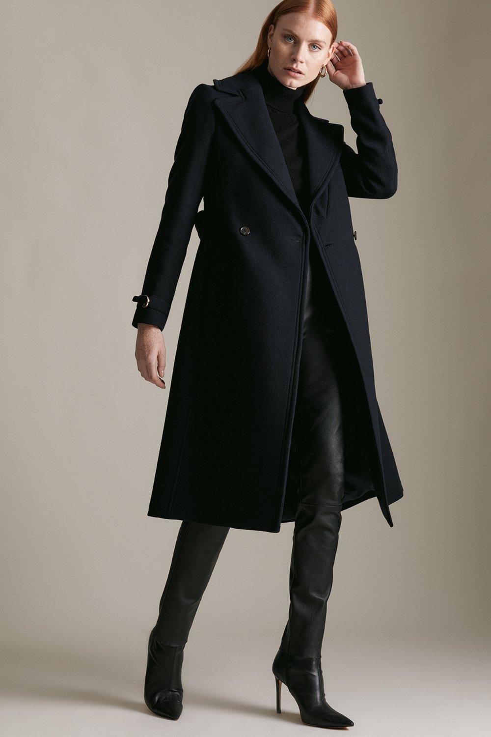 Italian Wool Blend Buckle Signature Coat