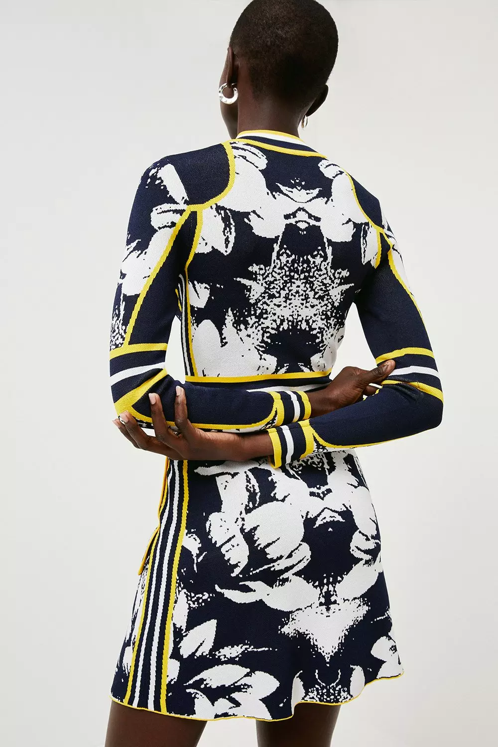Abstract Floral Jacquard Knit Dress