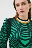 Mirrored Zebra Slinky Jacquard Knit Top | Karen Millen
