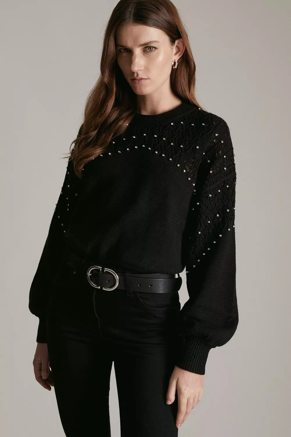 Black embellished outlet jumper