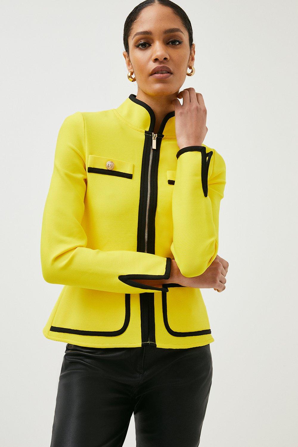 Contrast Piping Bandage Knit Jacket | Karen Millen