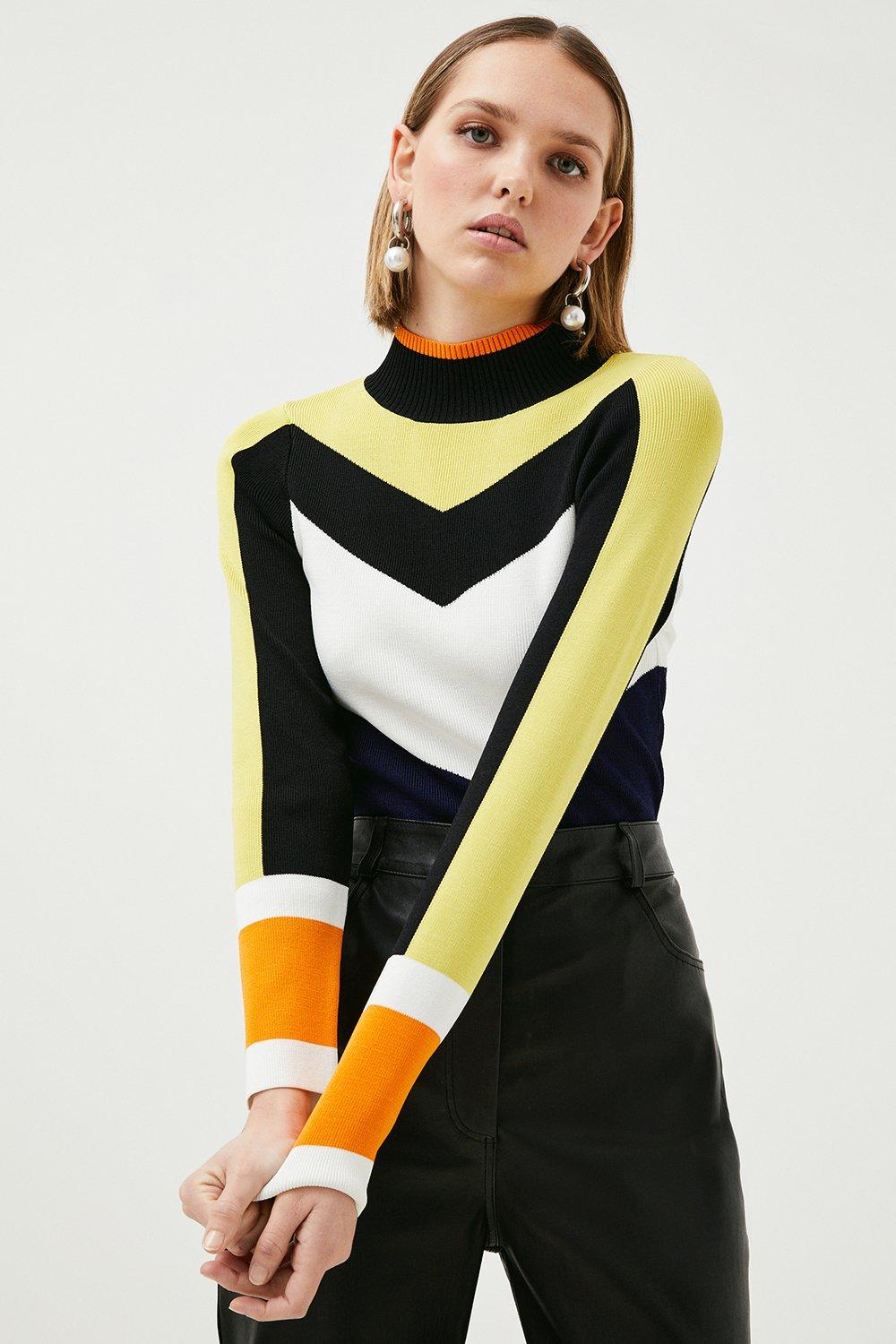 mustard colour block jumper