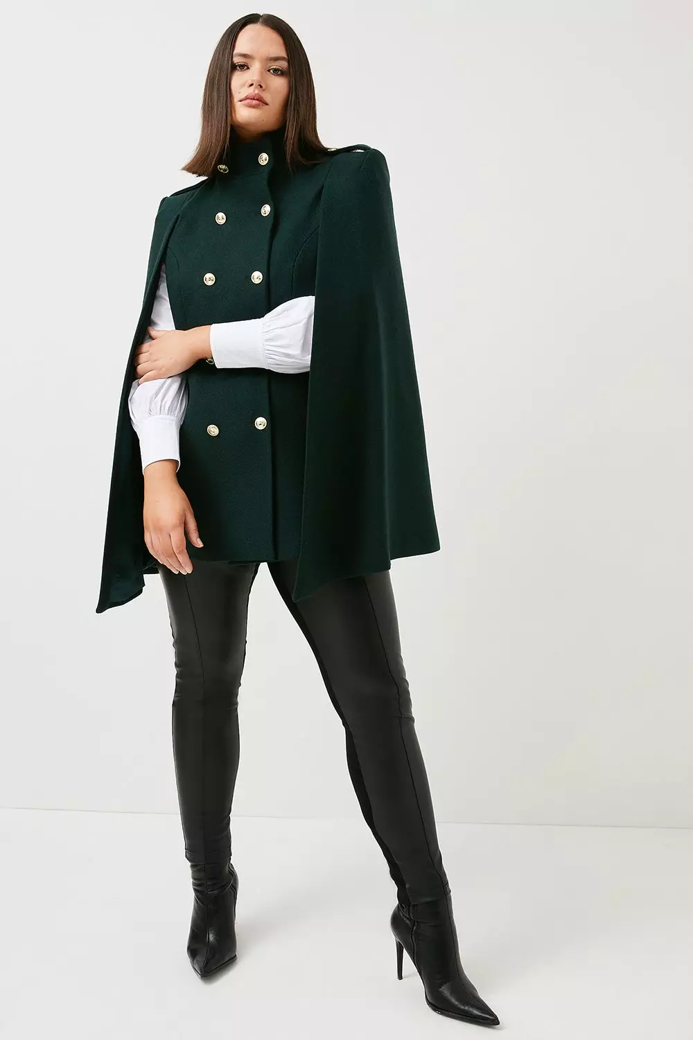 Plus Size Italian Wool Blend Military Cape | Karen Millen