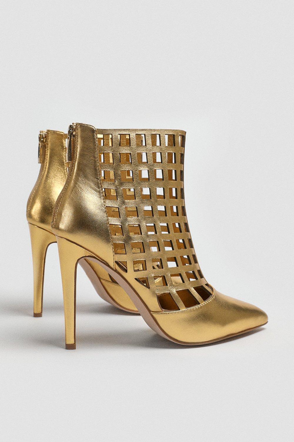 gold ankle boots womens