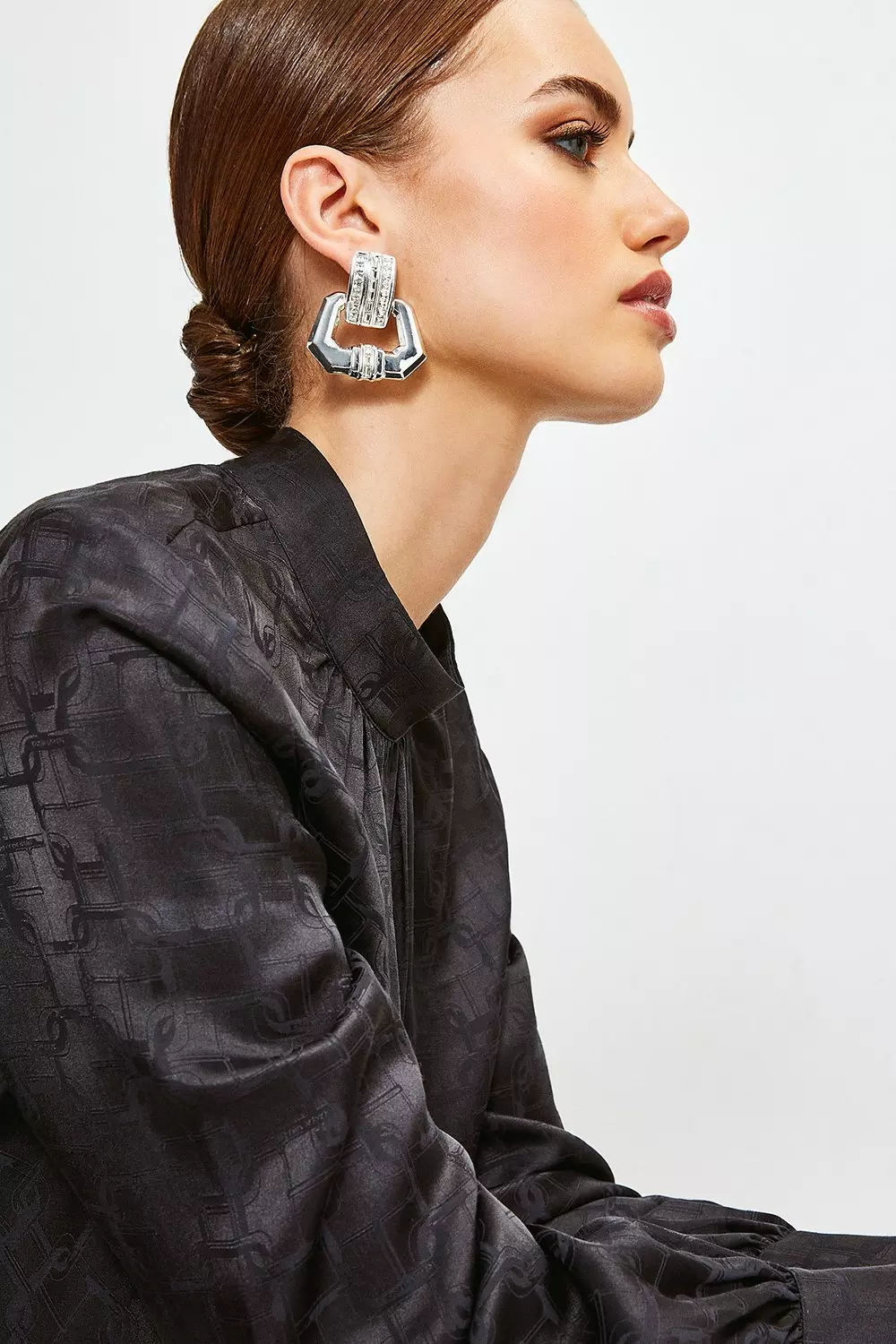 Silver statement earrings sale