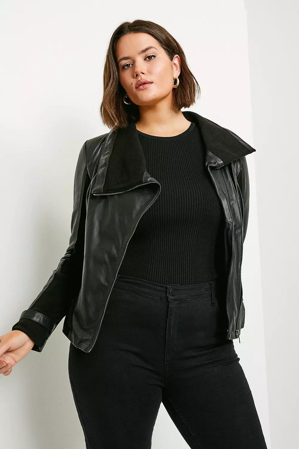 Plus size 2024 knit moto jacket