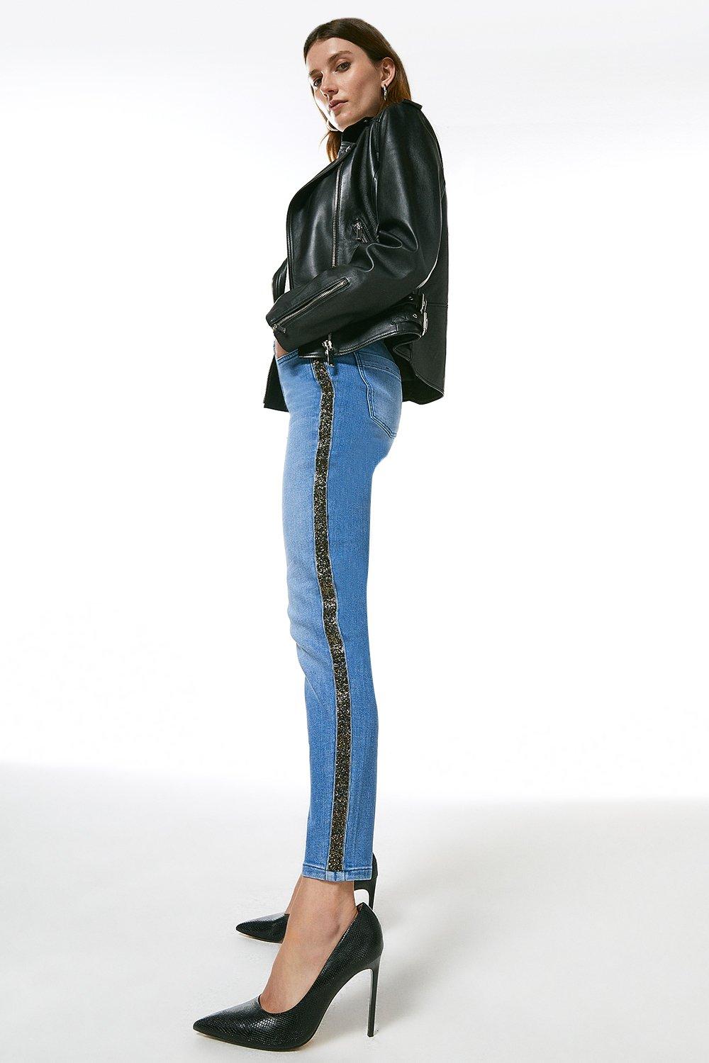 Download Glitter Side Skinny Jean | Karen Millen