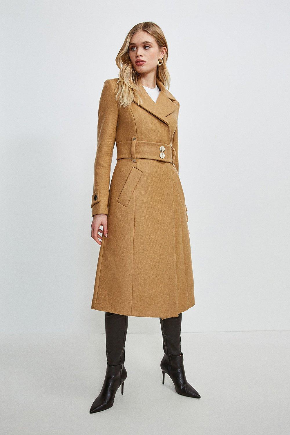 Minimal Military Wool Blend Coat Karen Millen