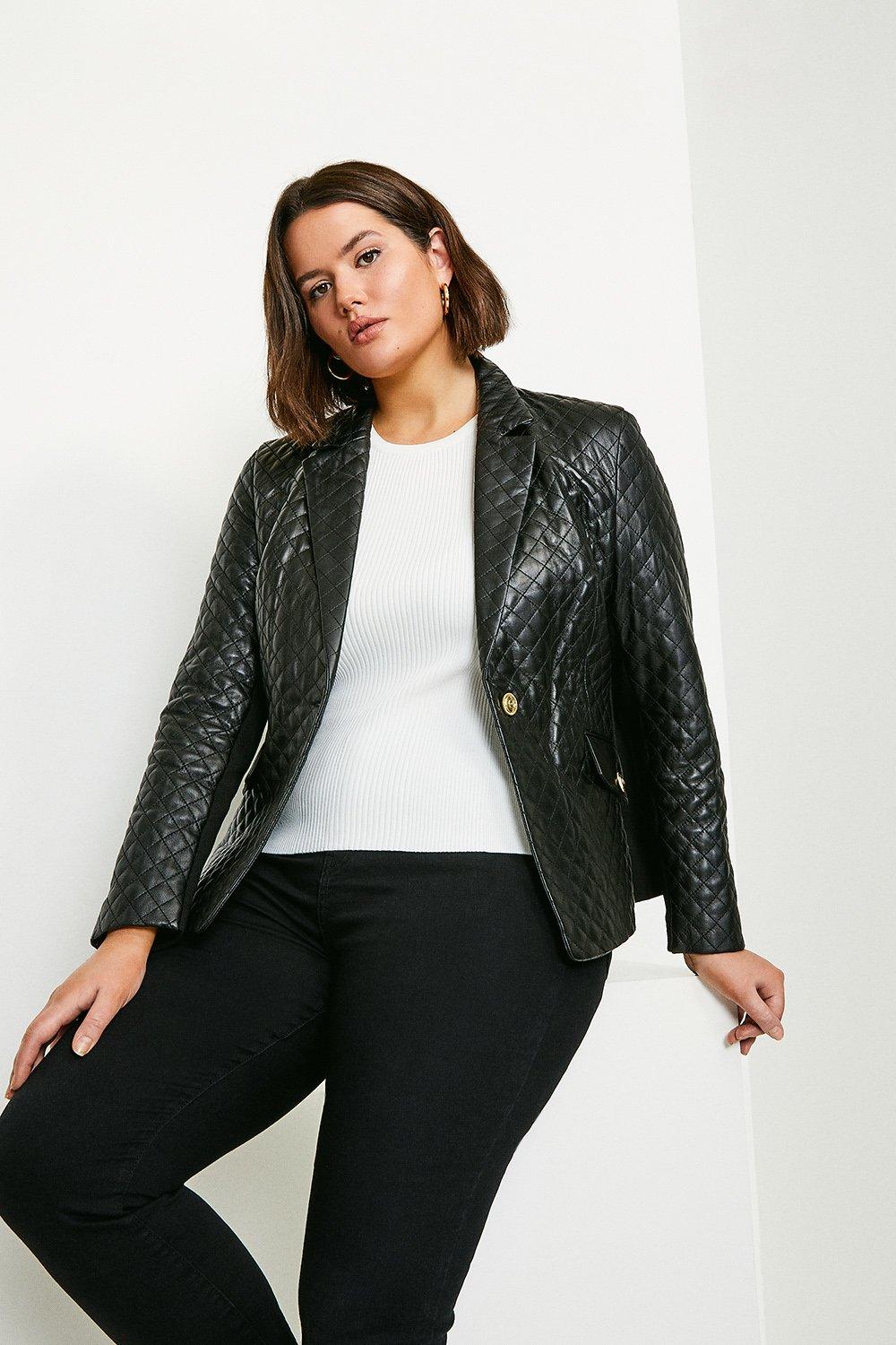 Plus Size Leather and Knit Blazer | Millen