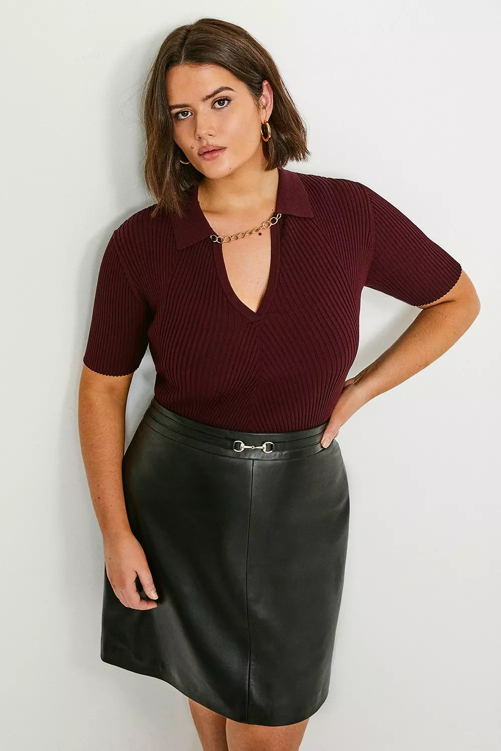 Plus size outlet leather skirt