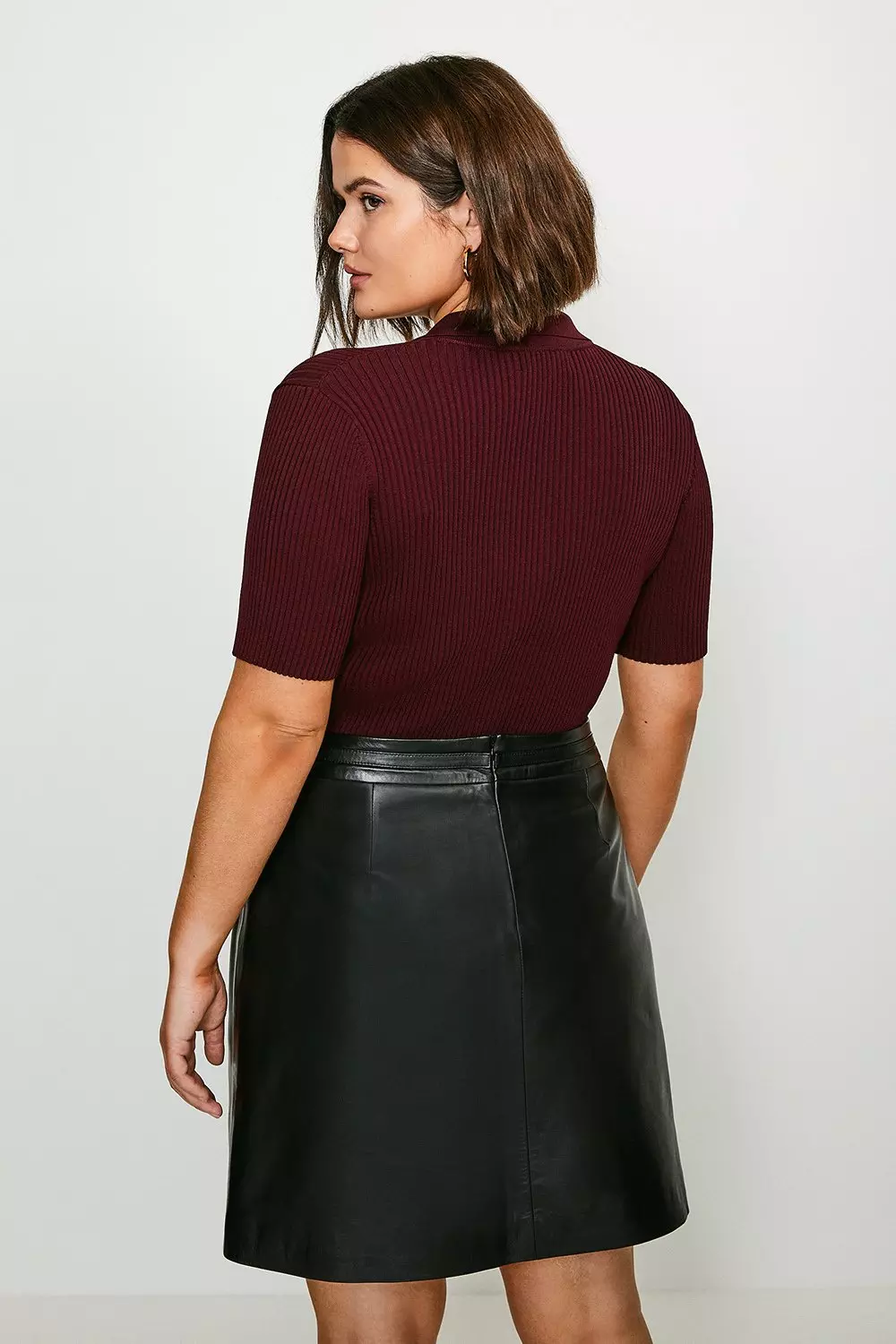 Plus Size Leather Snaffle Trim Mini Skirt Karen Millen