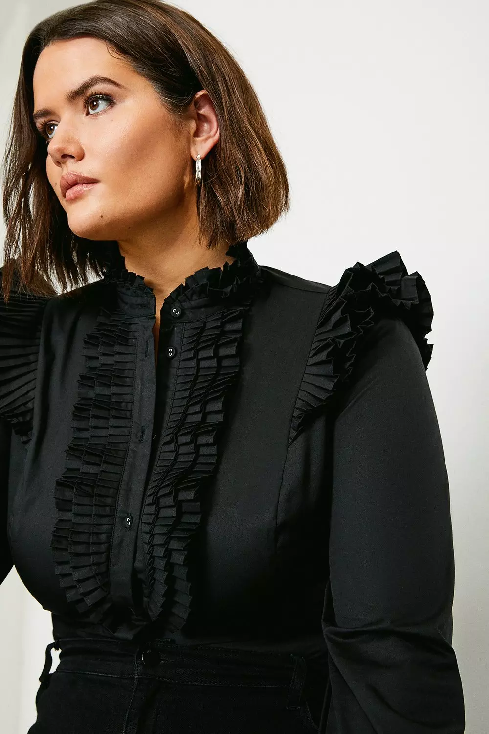 Plus size store black ruffle shirt