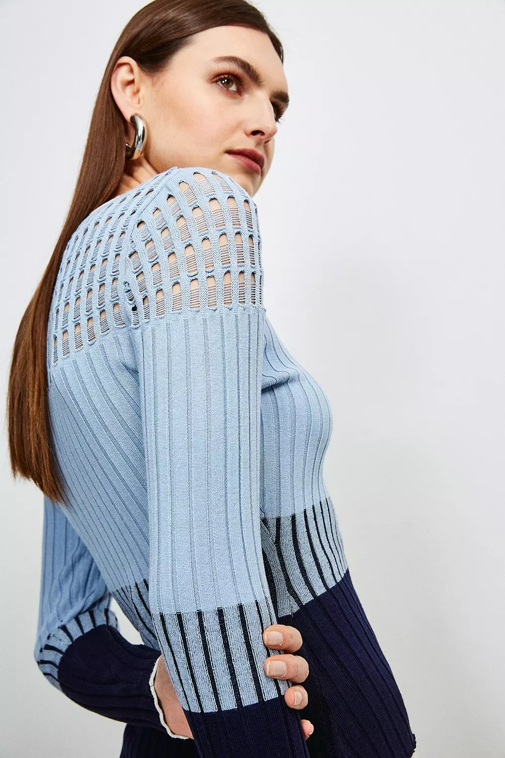 Knitted jumper with shirt on sale detail