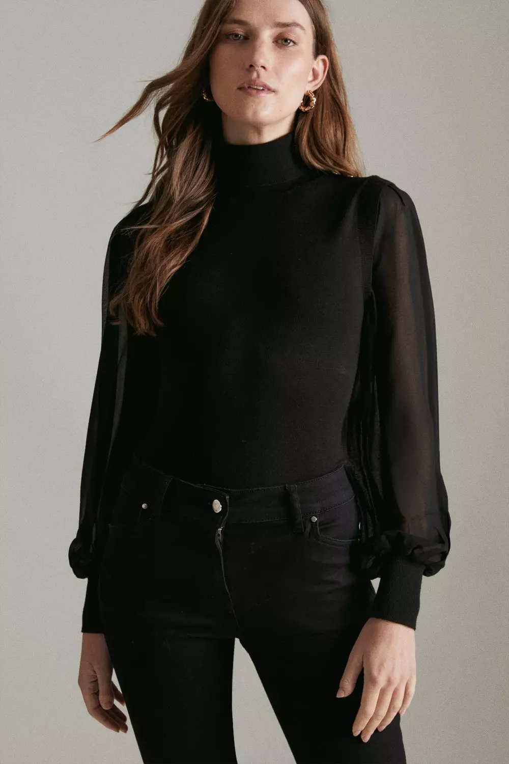 Sheer sleeve clearance jumper