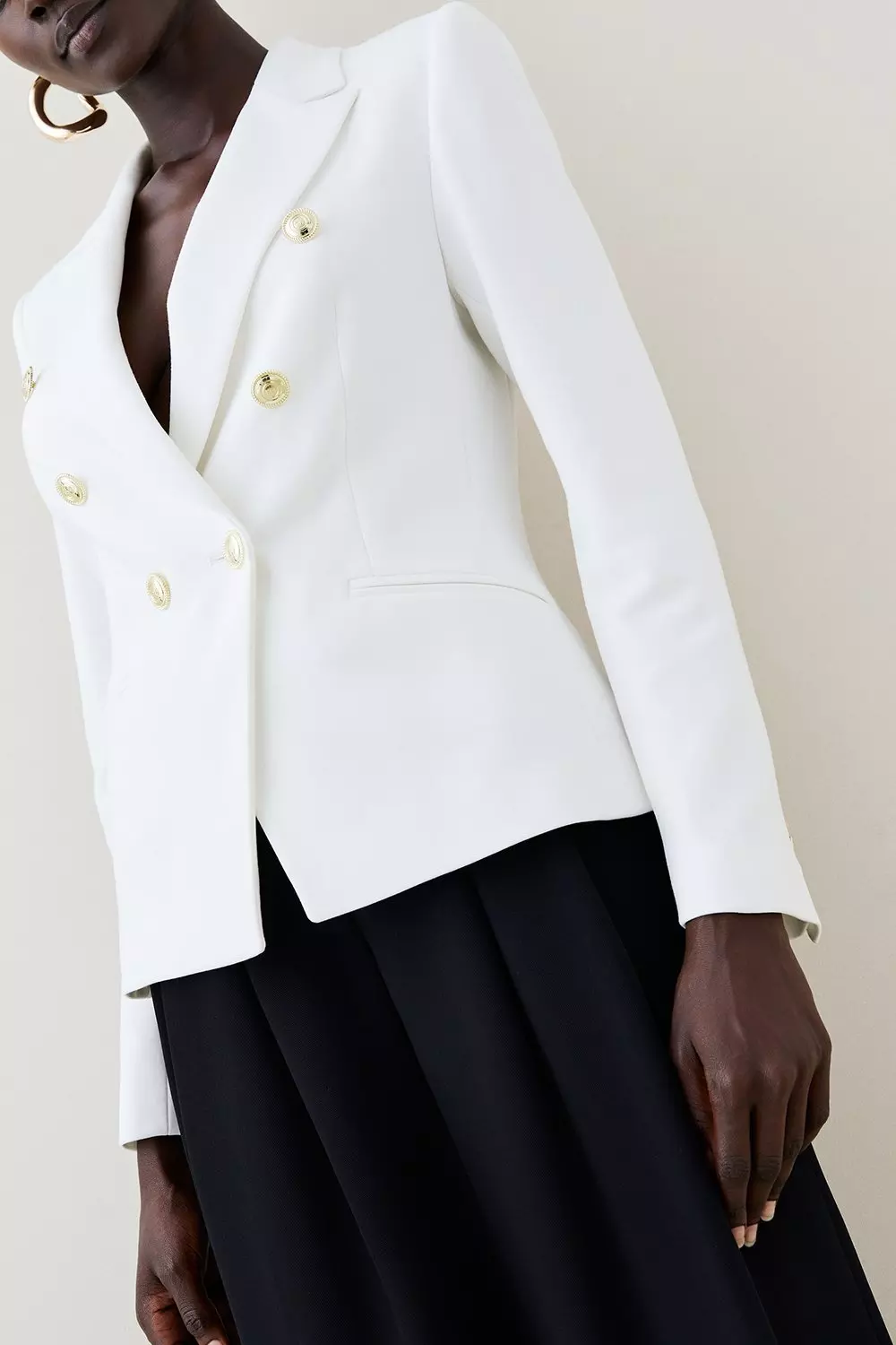 Military discount white blazer