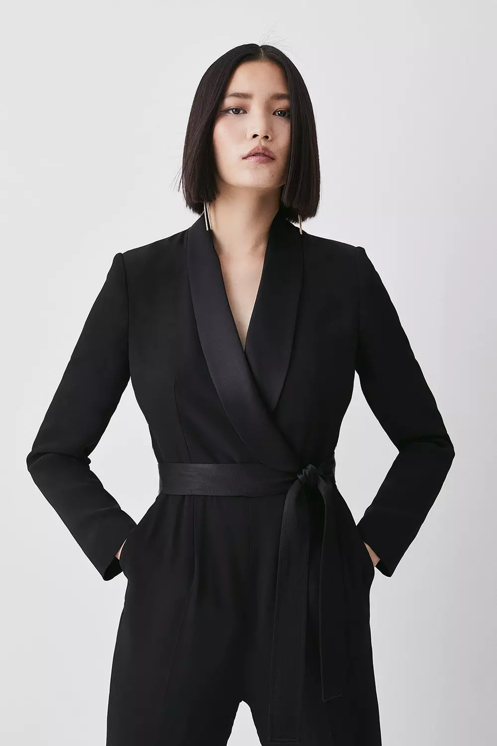 Petite Tuxedo Jumpsuit