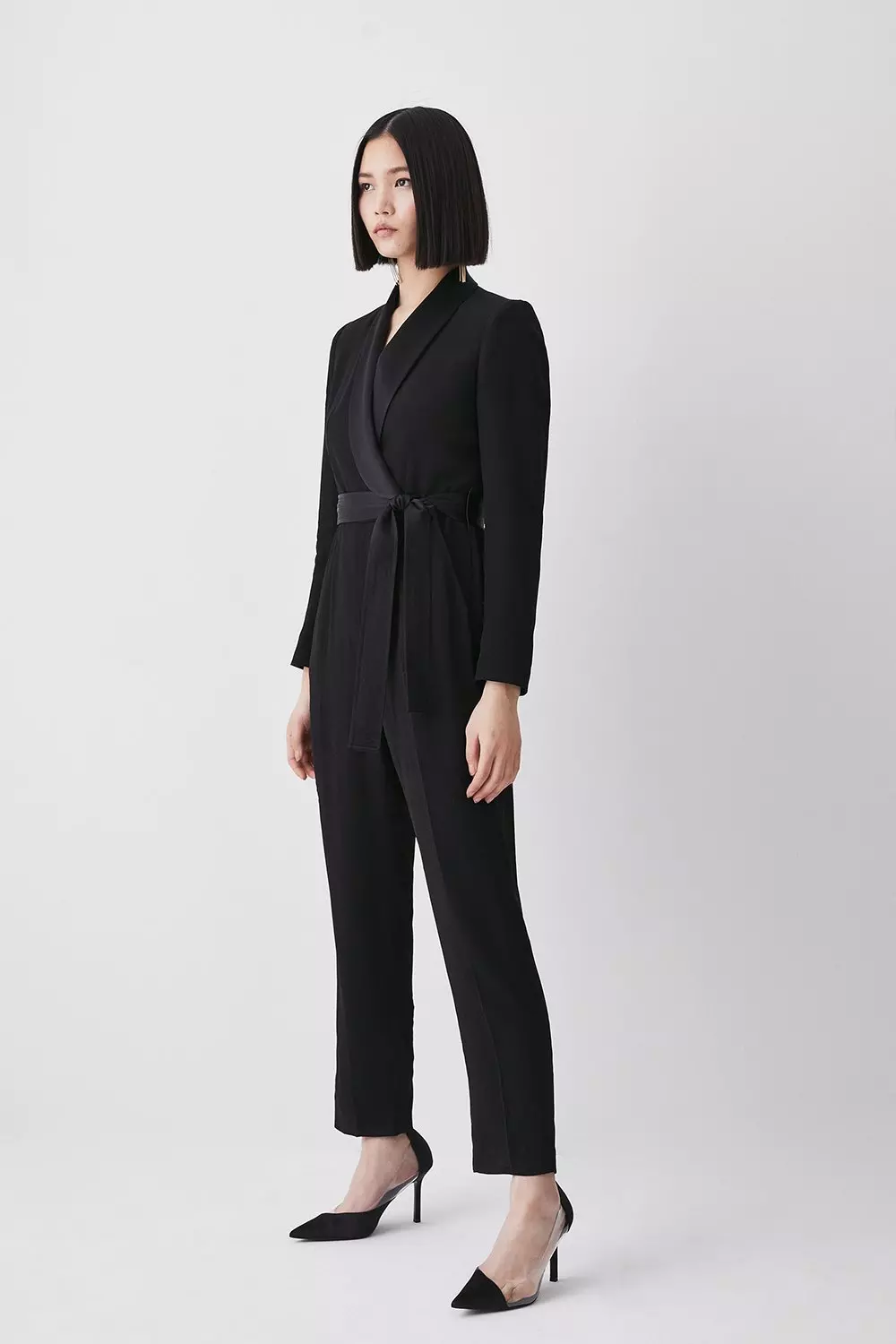 Long sleeve hot sale tuxedo jumpsuit