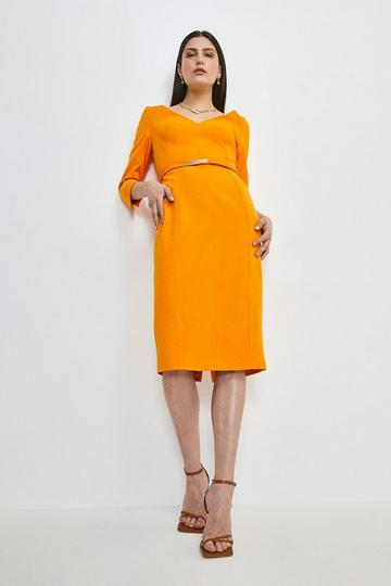 Orange Forever Bar Belt Midi Dress