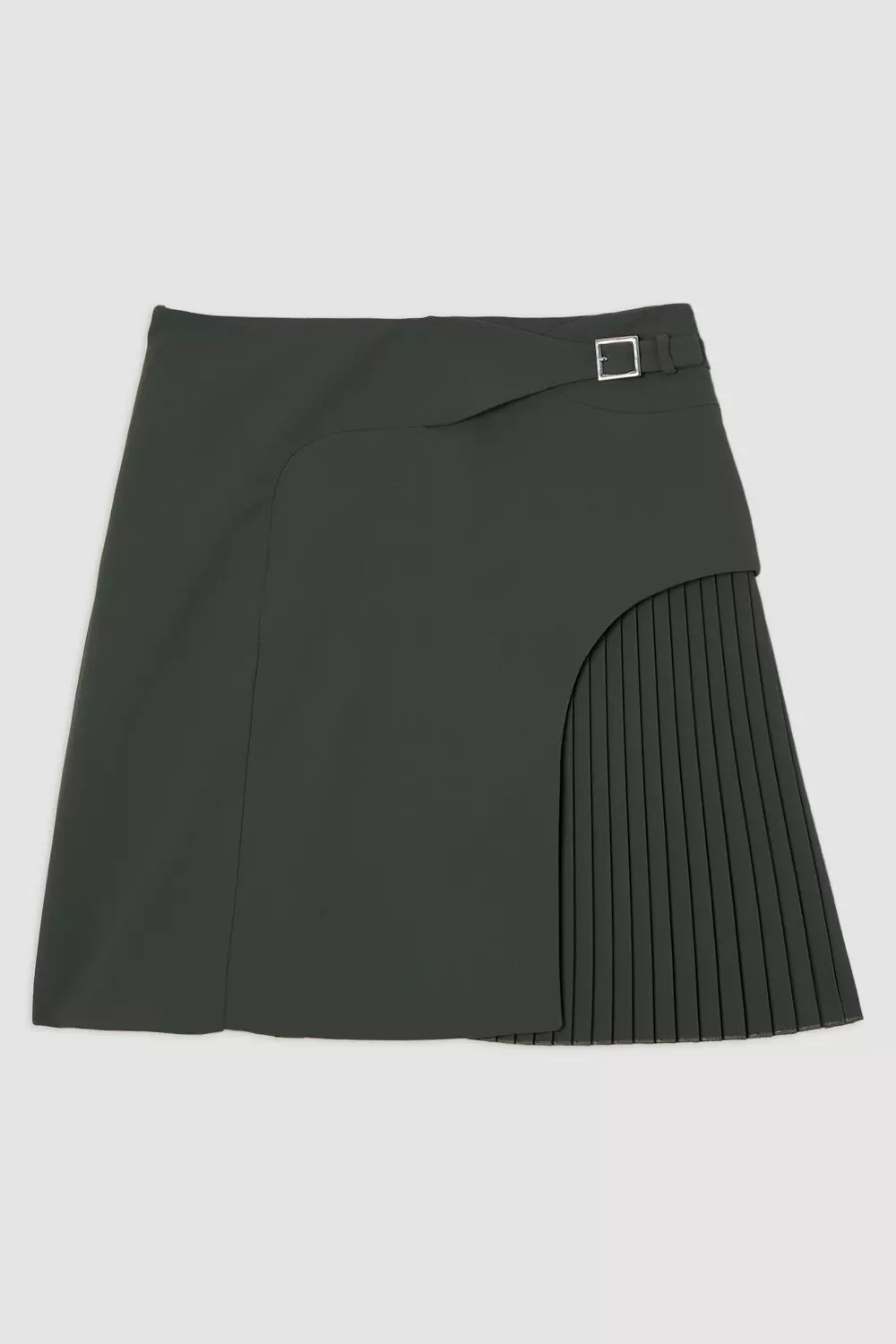 Petite Belt Detail Pleated Woven Mini Skirt