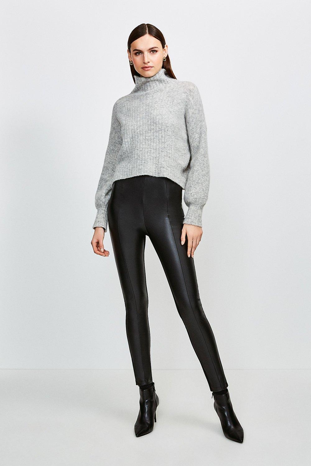 Faux Leather And Ponte Legging | Karen Millen