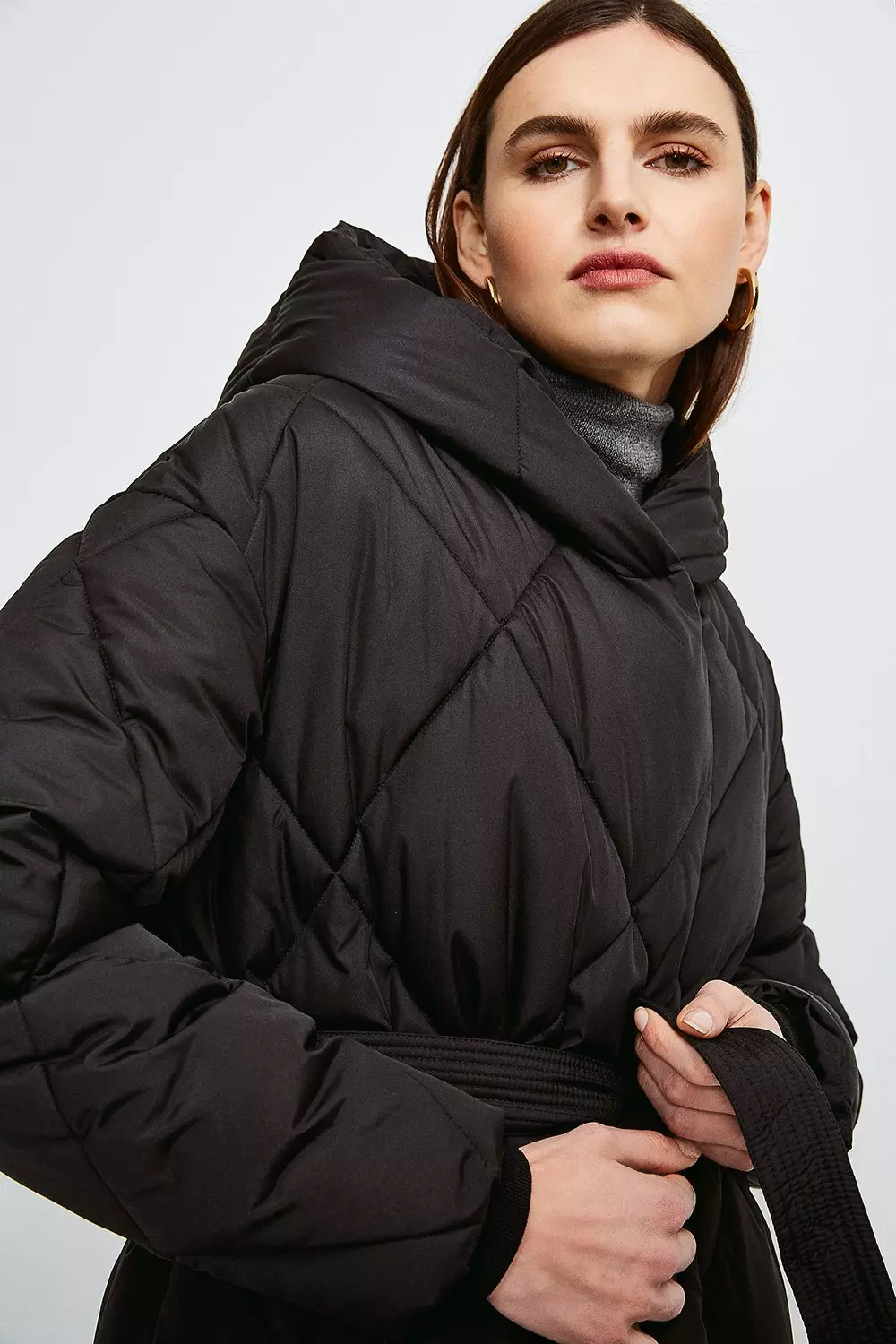 Ladies longline quilted clearance jacket