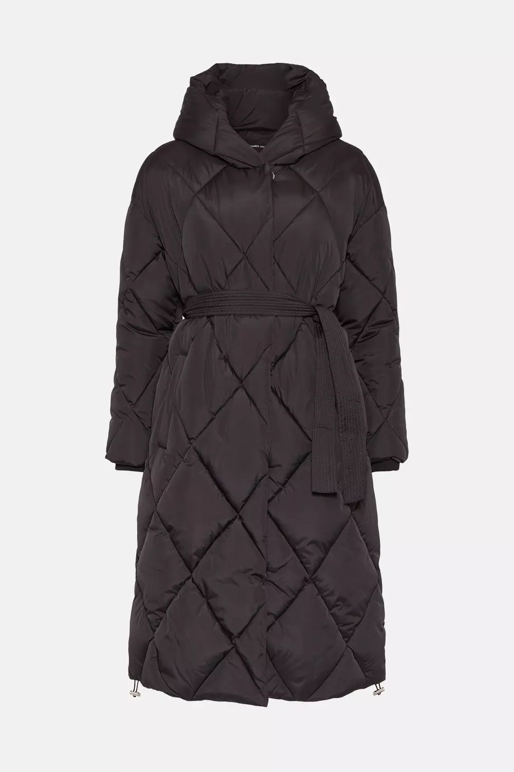 Oversized Hooded Longline Quilted Coat Black I Lily Lulu