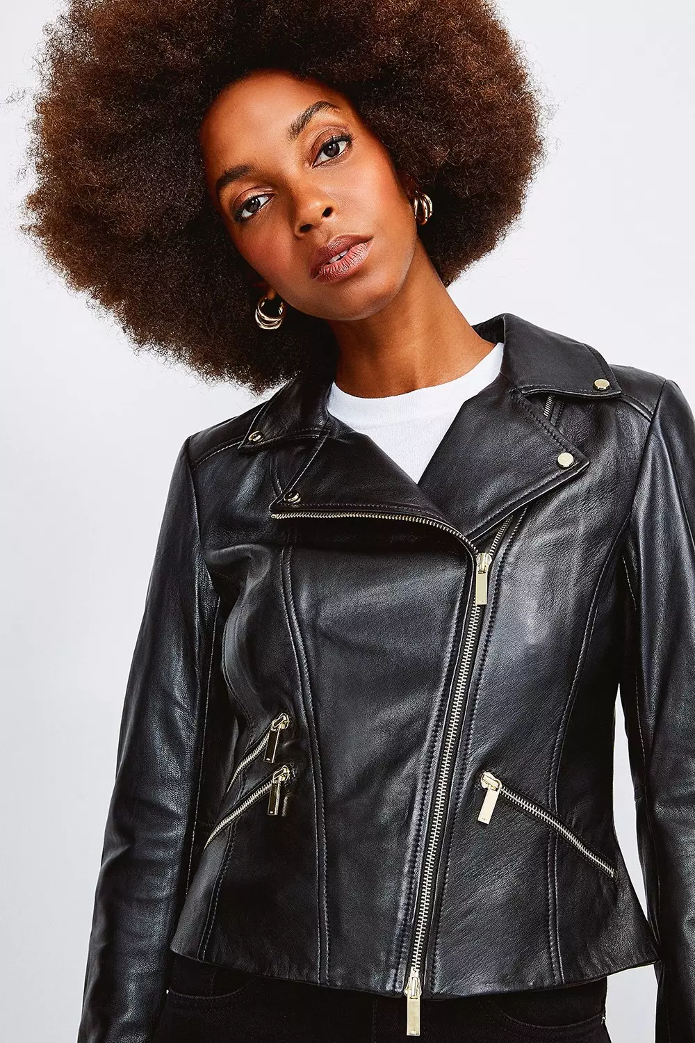 by Effektivt klar Leather Signature Moto Jacket | Karen Millen