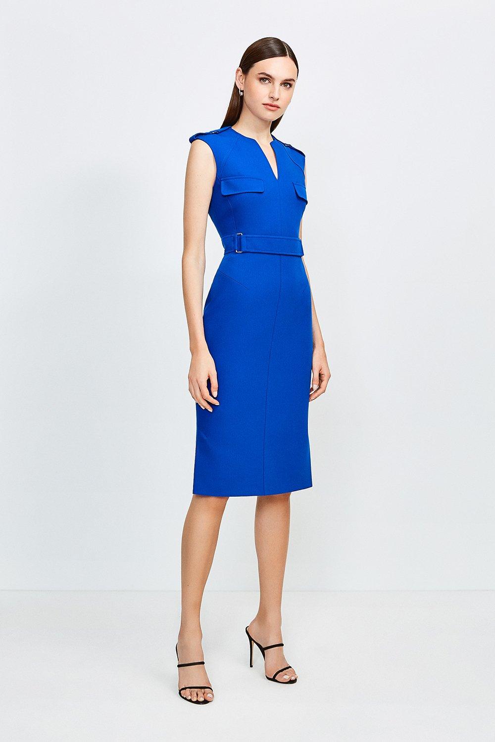 karen millen blue pencil dress