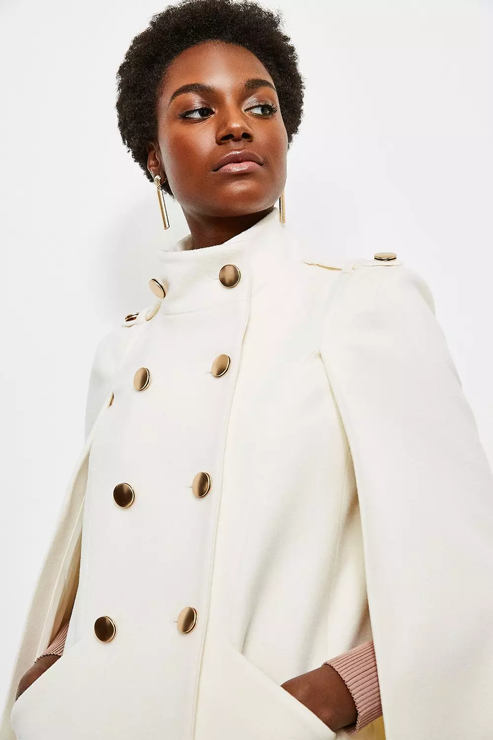 Ivory hot sale cape coat