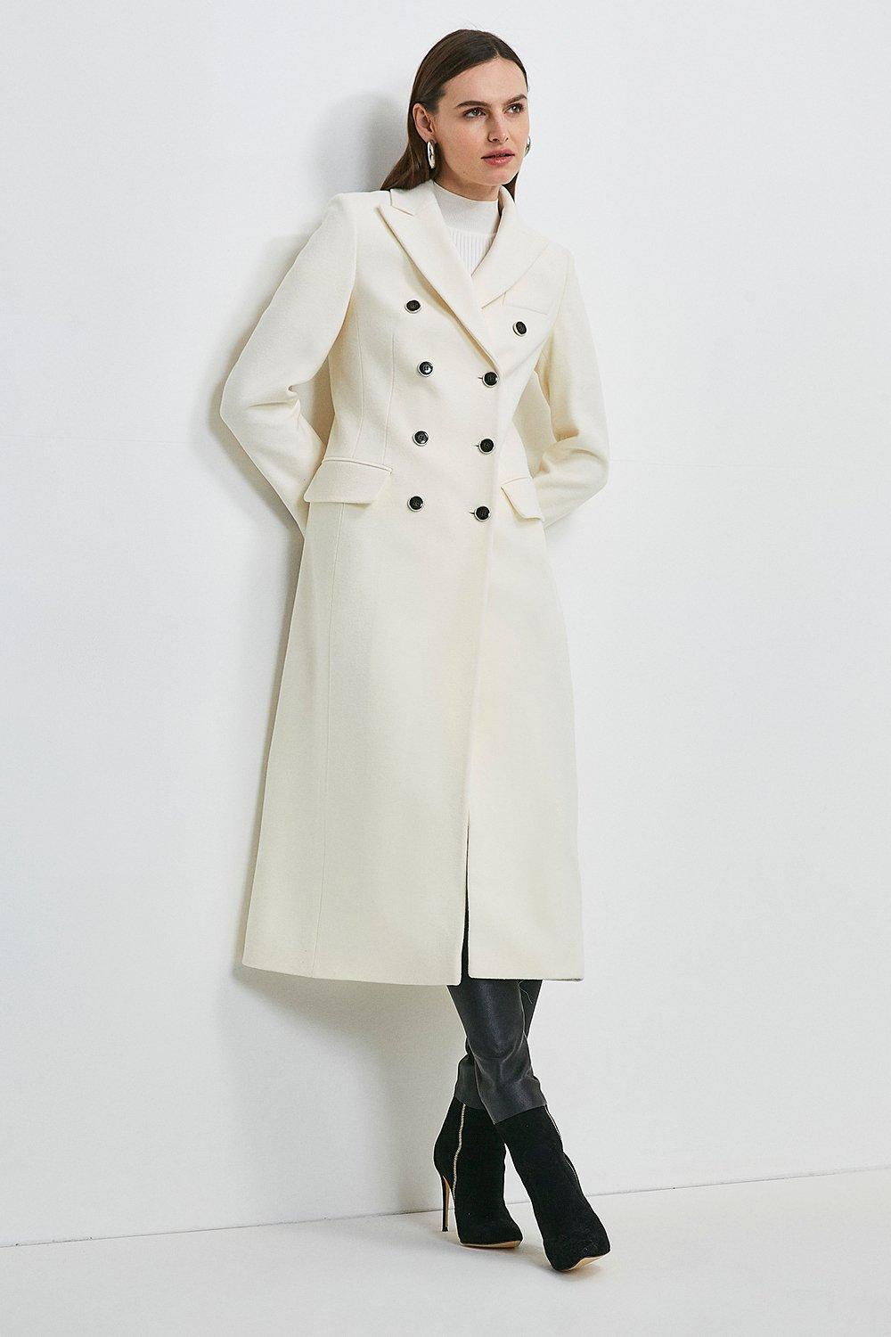 Italian Wool Rich Tailored Double Breasted Coat | Karen Millen