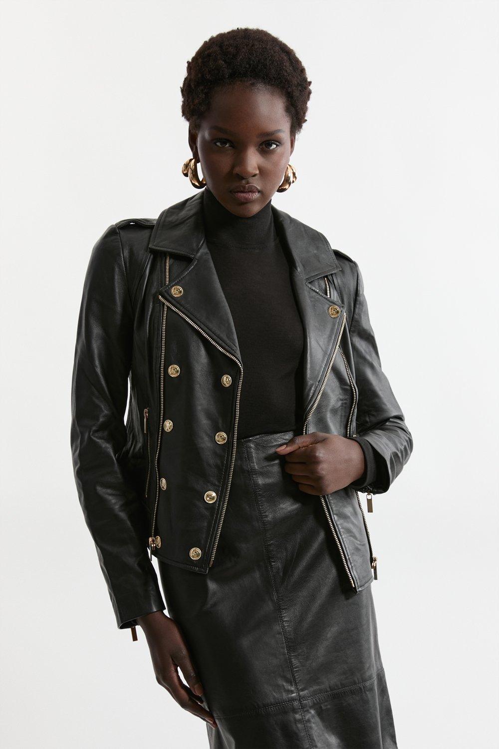 karen millen black leather jacket