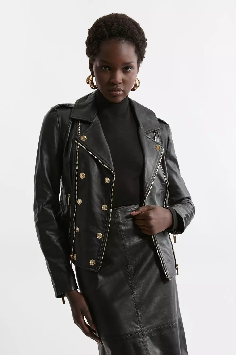 Karen millen black deals leather jacket