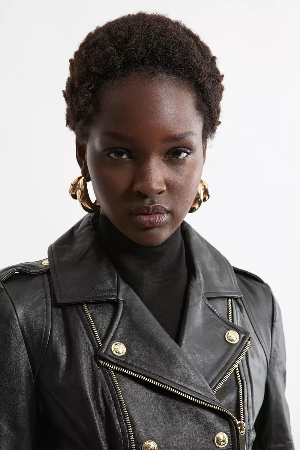 Karen millen black leather biker jacket sale