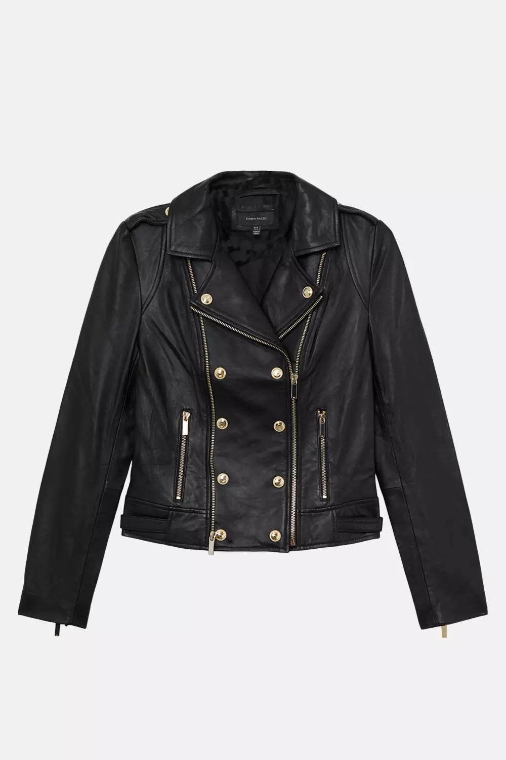 Karen millen leather on sale biker jacket black