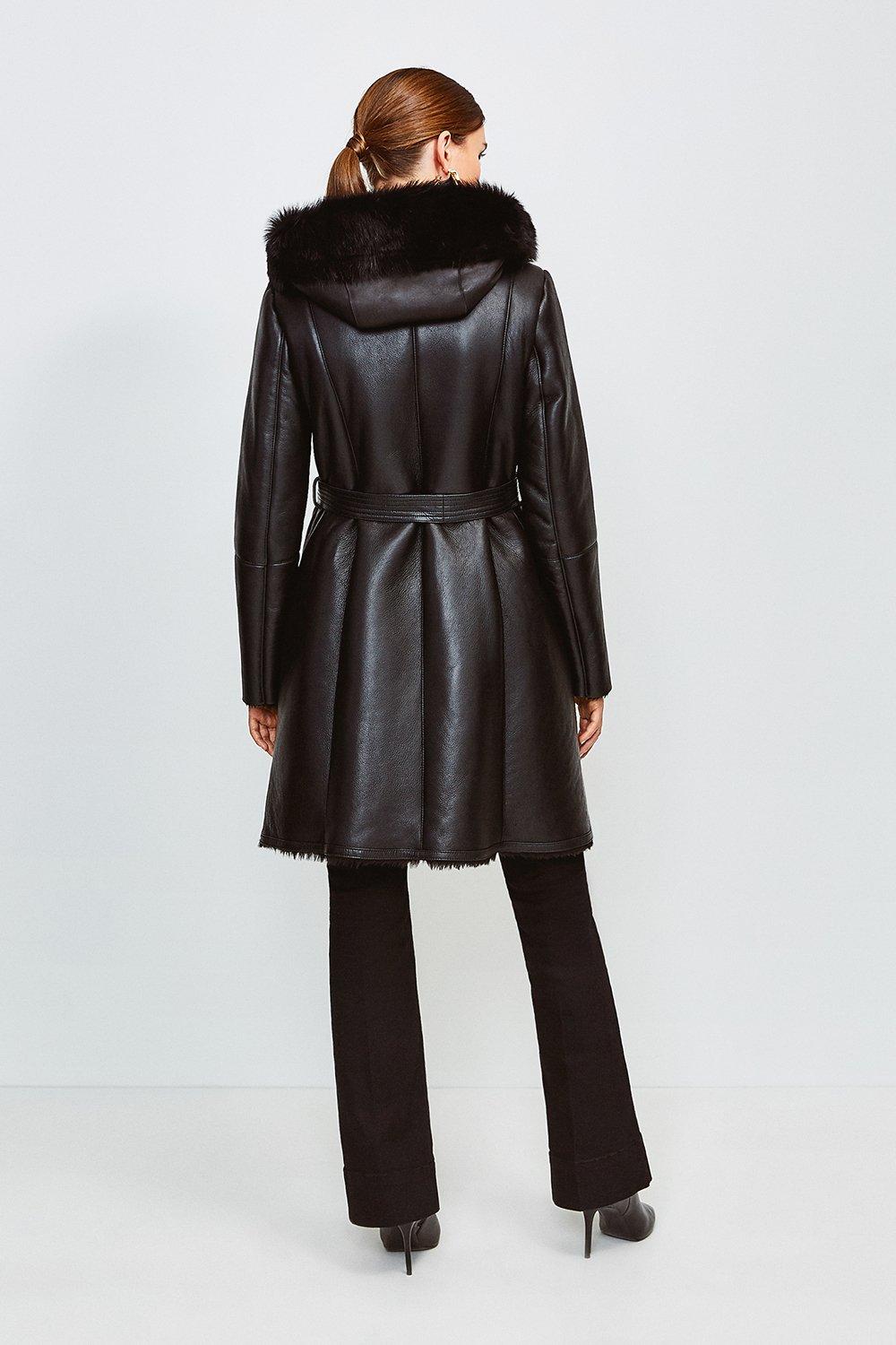 shearling longline coat