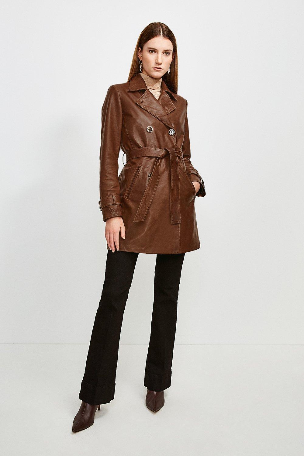 3 4 Length Leather Trench Coat Karen Millen